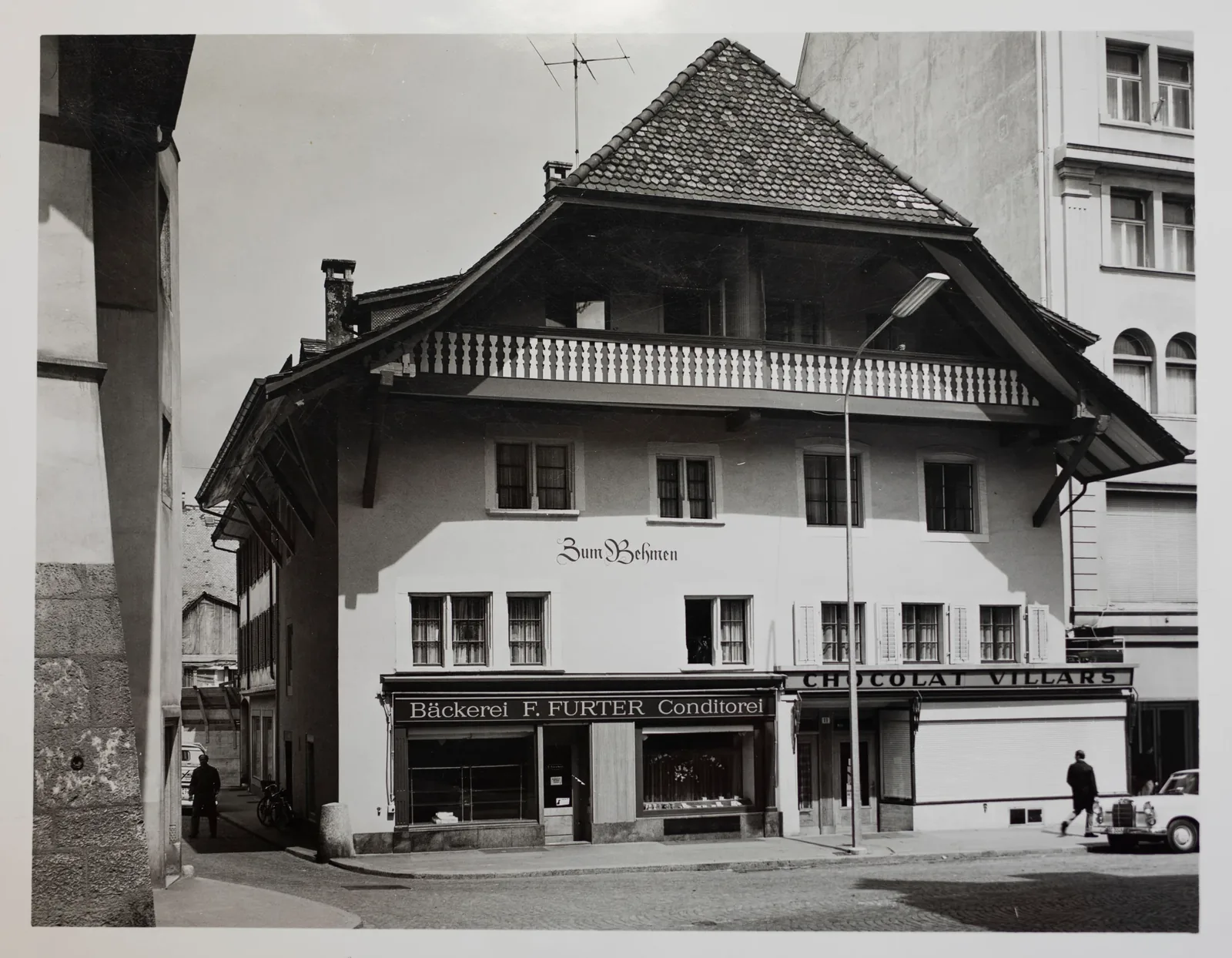 Historische Fassade der Bäckerei F. Furter im Haus zum Behmen